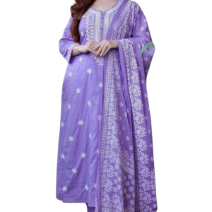 Soft & Stylish ? Floral Embroidered Cotton Printex Dress (XL)